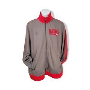 Adidas Men's Gray & Red Front Zipper Lightweight Atlanta Hawk Jacket Size XL